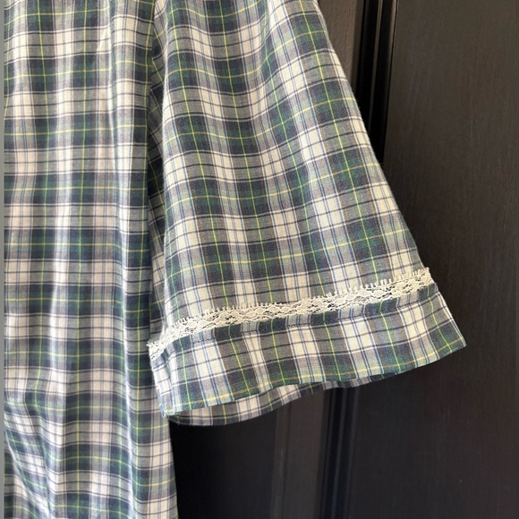 VTG 70s Miss Fashionality Short Sleeve Blouse Peter Pan Lace Collar Trim Rare - Picture 2 of 7